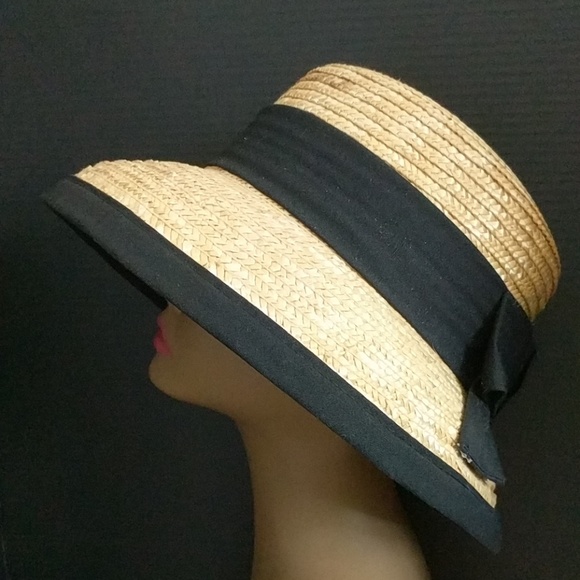 Vintage Wicker Hat Summer Raffia Old Money Style - Picture 2 of 4